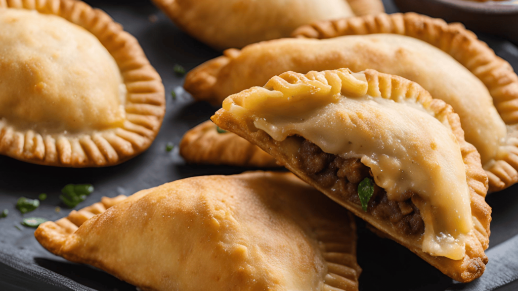 Close up of mini empanadas on a grey plate